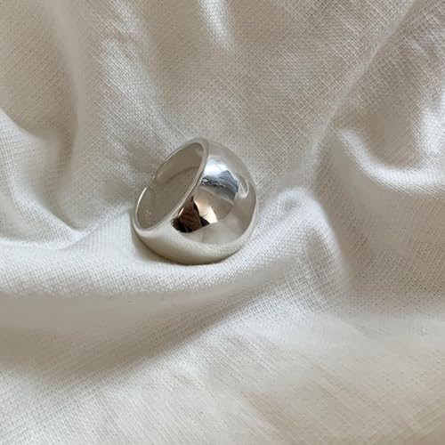 Adjustable 925 Sterling Silver Rings Handmade Wide Silver Ring Boho Thumb Band Statement Rings for Women - color: Pattern 3
