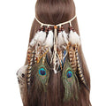 WLBON Halloween Boho Feather Headband Hippie Indian Hair Hoops Bands Tassel Bohemian Headpiece Hairband Women Christmas Wedding Holiday Festival Masquerade Cosplay Dress Up Birthday Party Accessories - color: Strips