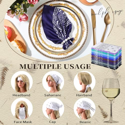 Suhine 24 Pcs Bandanas Bulk for Women Men 22 x 22 Inch Paisley Outdoor Headband Cowboy Handkerchief Summer - color: 12 Colors C