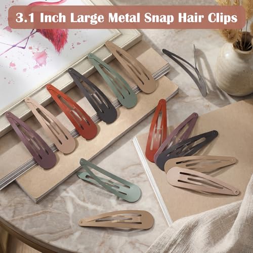 WILLBOND 30 Pieces 3.1 Inch Large Metal Snap Hair Clips Nonslip Barrettes Women Hair Accessories (Six Color) - color: Six Color, style: Minimalist