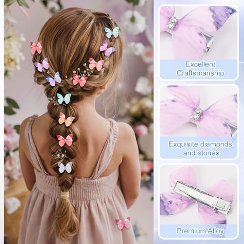 20Pcs Butterfly Hair Clips for Women Moving Glitter Butterfly Clip Fairy Accessories Green - color: Green