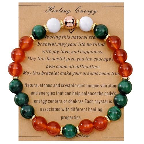 Strong Healing Crystal Bracelet 8MM Genuine Stone Bracelet Lucky Beaded Bracelet Chakra Bracelet 6.5 inch Positive Energy Inspirational Gifts for Women Mom - style: Christmas