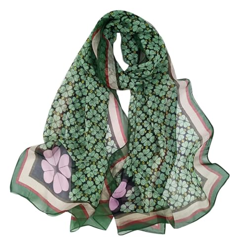 E-Clover Unique Fashion Women's Scarf Chiffon Sheer Scarves for Women Lightweight - color: Green Clover