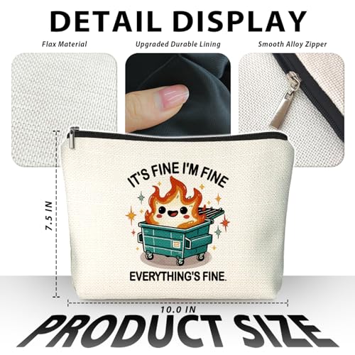 Dumpster Fire Gifts Makeup Bag, Funny Dumpster Bag,Dumpster Fire Cosmetic Bags for Women, Inspirational Positive Encouragement Gifts for Women Zipper Pouch - color: 01-dumpster fire(01)