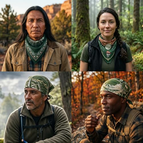 The Peacock Crew Premium Soft Cotton Bandanas Pack for Men and Women Paisley 22 x 22 inches - color: Pack of 4 Alpine Rangers 1