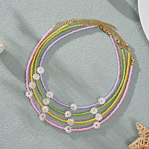 Wellike Freshwater Pearl Beaded Necklace for Women Handmade Boho Colorful Glass Beads Choker Necklace Stainless Steel 18K Gold Plated Bohemian Women Summer Jewelry Gifts - color: KKWX1145L