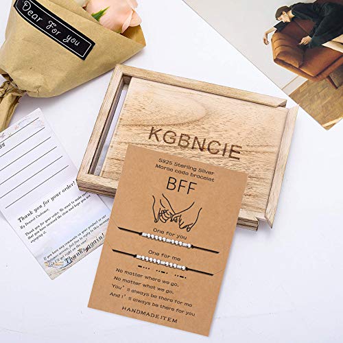 KGBNCIE Inspirational Gifts for Women, Morse Code Funny Gifts Bracelets for Women, S925 Sterling Silver Morse Code Bracelets Friend Gifts - style: 10 BFF