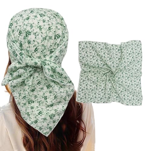Bandanas for Women Men 21"x21" Floral Headband Scarf Versatile Hair Bandana Square Head Scarf - color: Mint Light Green