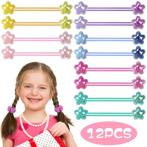 12PCS Ball Charm Hair Ties for Little Girls,Colored Bead Rubber Band Bubble Hair Ties with Balls No Damage Ponytail Holders for Toddler Girls (Light Pink, Purple, Blue, Rose Red, Green,Yellow) - color: Light Pink, Purple, Blue, Rose Red, Green,Yellow