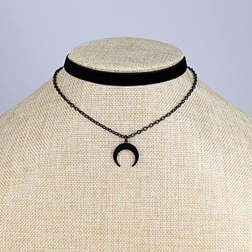 Gothic Choker, Choker Necklace for Women, Black Velvet Choker, Layered Necklace, Goth Jewelry for Women - style: Black Sailor Moon