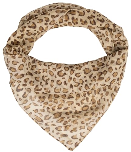 Mealah Lightweight Leopard Print Scarves for Women 27.5 × 27.5 inches Square Elegant Wrap Neck Scarf Feeling Head Scarf - color: Light Coffee