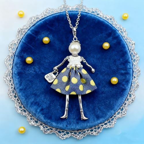 Crystal Paris Doll Necklace for Women, Handmade Cute Dress Long Chain Pendant Necklace Prom Costume Jewelry - style: 20