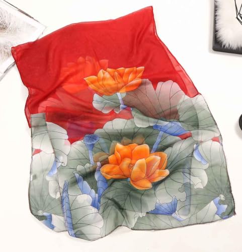Xyueanlo Women's Chiffon Scarf Lightweight Scarves Fashion Elegant Floral Print Scarfs Shawls - color: Green