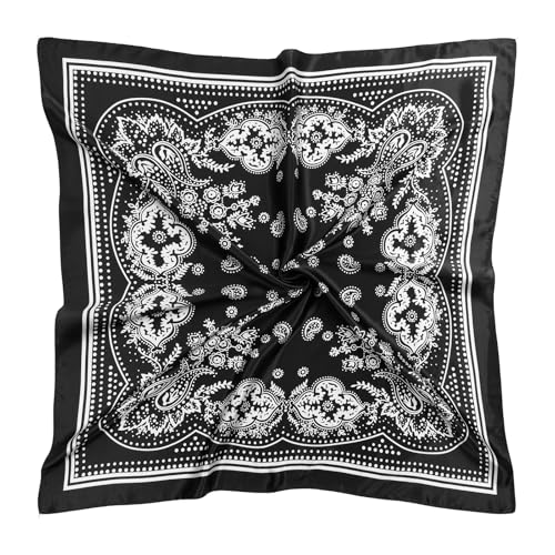 QIUTIMIY 35"x35" Like Silk Head Scarf for Women Satin Feel Large Square Scarf for Hair Wrapping and Sleeping Fashion Bandana - color: (90cm)square Scarf 5