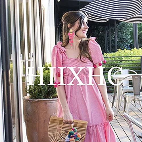 Long Tassel Earrings for Women Colorful Fringe Drop Dangle Earrings Bohemian Hawaiian Summer Beach Jewelry for Womens Vacation Outfits - color: Hot Pink