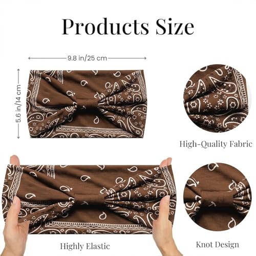 Wide Headbands for Women Non Slip Stylish Knotted Headhand Bandana Boho Head Bands African Head Wraps Yoga Workout Hair Accessories 4 Pack - color: 4 Pack Wide Headbands Style 9