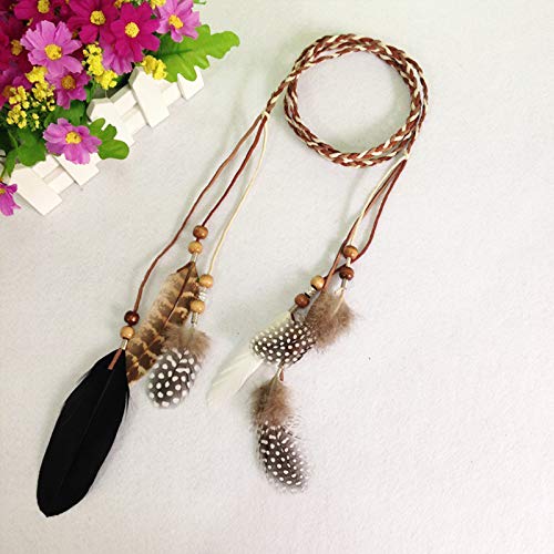 Feather Headband Hippie Indian Boho Hair Bands Tassel Bohemian Halloween Hair Hoop Women Cute Crown Hairband Party Decoration Headdress Cosplay Costume Headwear Handmade Headpiece Hair Accessories - color: Grey