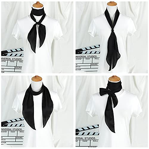 GERINLY Solid Color Long Neckerchief Pure Skinny Scarf Necktie for 50's Costume Party Wedding Cosplay Accessory Headband - color: Black