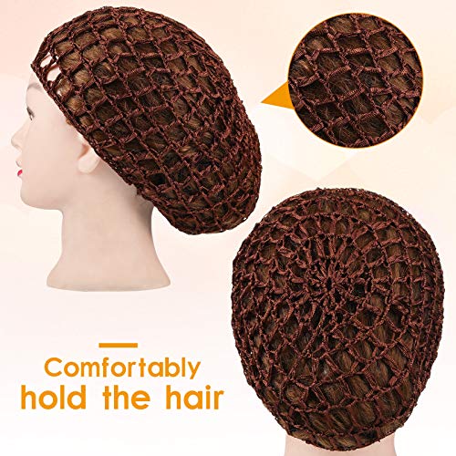 Geyoga 4 Pieces Mesh Crochet Hair Net Rayon Knit Snood Hat Thick Short Women Hairnet Snoods Cover Ornament for Sleeping (Purple, Navy Blue, Wine Red, Brown) - color: Purple, Navy Blue, Wine Red, Brown