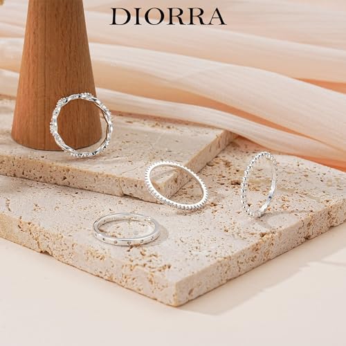 Sterling Silver Ring for Women, 4PCS Thin Stackable Rings Cubic Zirconia Thumb Ring Set Engagement Statement Wedding Bands for Women Size 5-10 - color: Twist band set, size: 8 (Circum 57mm)