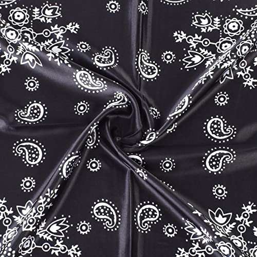 35 x 35 Women's Fashion Pattern Large Square Silk Like Hair Scarf Head Sleeping Wrap Satin Neck Bandana for Gift… - color: Black - Retro Pace
