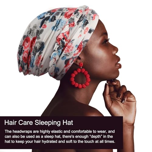 DRESHOW Turban Pre-Tied Twisted Hat Thread African Head Wraps for Black Women Chemo Cancer Cap Braid Hair Cover - color: 1 Pack Twisted Braid: Floral B