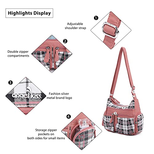 Angel Kiss Crossbody Bags for Women, Ladies Shoulder Handbags and Purses Medium Faux Leather Pocketbooks | Ladies - color: 21white/Pink