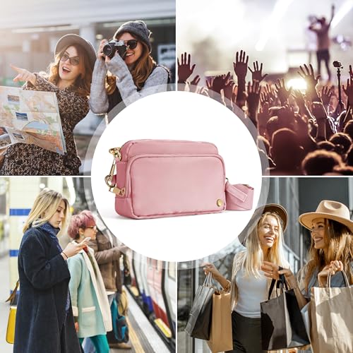 Joryin Anti Theft Crossbody Bag for Women, Slash-resistant RFID Blocking Travel Purses, Small Shoulder Bag Handbag, Nylon - color: Pink