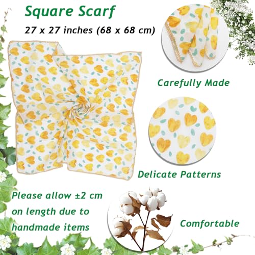 Large Cotton Bandanas for Women, 27 x 27 inch Hair Neck Scarf, Headband Square Scarf - color: H-yellow Green White