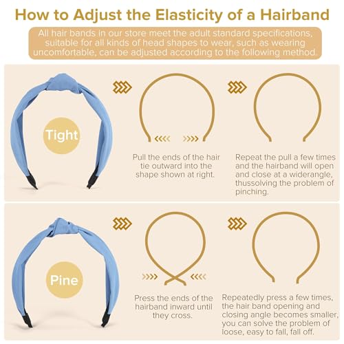 DiyJibb Headbands for Women Girls - 6PCS Stylish Top Knotted Headbands - Knotted Headband for Women - Head Bands Wide Hairband Hair Accessories - color: pink，yellow，white，red，dark brown，blue