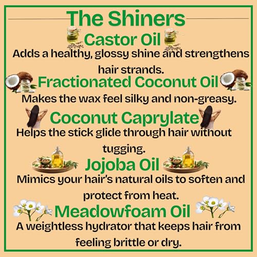GranNaturals Slick Back Hair Wax Stick for Women - Castor, Jojoba, Coconut, Meadowfoam Oils - Smoothing Stray Flyaways, Taming Frizz, Styling Sleek Bun & Ponytail w/Rosemary Leaf Extract - 2.29 oz