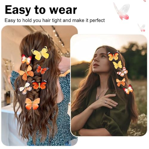 18Pcs Rhinestone Hair Clips with Glitter for Teens Women Y2K Butterfly Jaw Clips, Cute Headwear Gifts for Wedding Back School Hair Accessory Orange - color: Delicate Style