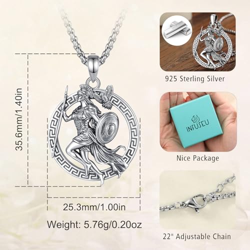 INFUSEU Mystical Hecate Triple Moon Goddess Necklaces, Divine Feminine Protection Gifts - style: Athena the Warrior