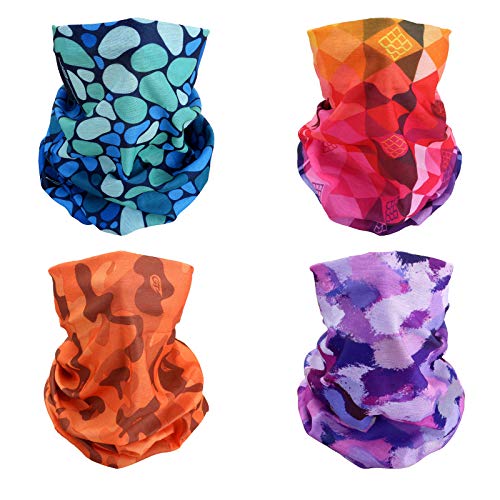 4 Headband Bandana Balaclava Half Face Mask Shield Head Hair Scarf Neck Gaiter Hat Multipurpose For WoMen Men Breathable Reusable Washable Camo Raindrop Blue Rainbow Yellow Purple - color: 4x Colors of Summer Mask