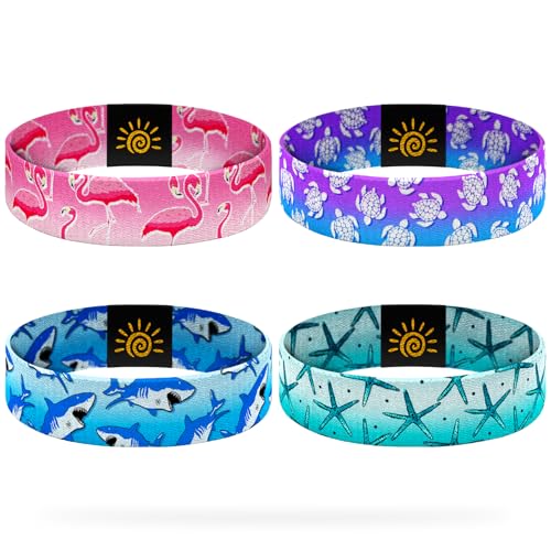 4 Pcs Surfer Beach Bracelets for Men Women Inspirational Elastic Comfy Summer Reversible Wristband Gifts Friendship Bracelets - color: Animal-Bracelets, size: (7.5") Large