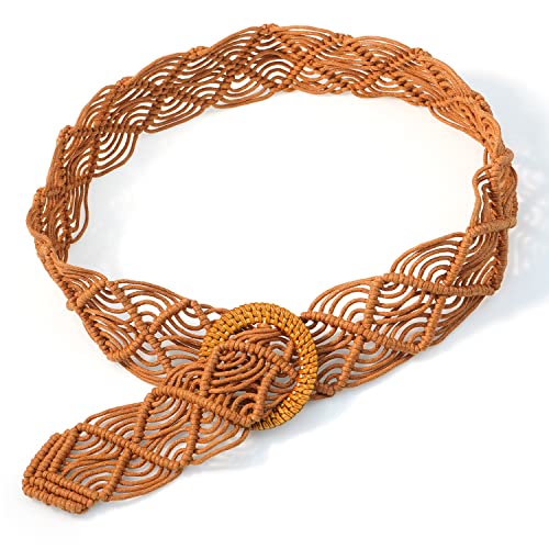 Suyi Boho Belt for Women Braided Woven Belts Bohemian Waist Belts for Dress - color: Brown 1