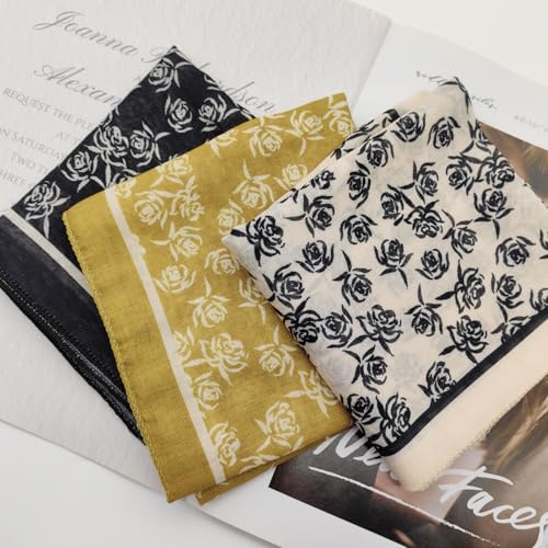 Cotton Like Bandana in Bulk, Head Scarf, Headband, Head wrap, Hair Neck Scarf for Women 22 x 22 inch - color: Bib02 Rose 3pcs