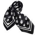 ANDANTINO 100% Mulberry Silk Scarf -21” Square Neckerchief with Gift Packed - color: Black&white Skulls