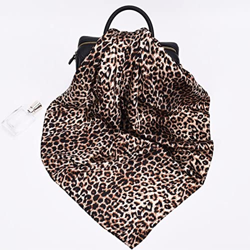 35 x 35 Women's Fashion Pattern Large Square Silk Like Hair Scarf Head Sleeping Wrap Satin Neck Bandana for Gift… - color: Coffee. - Pure Leopard Print
