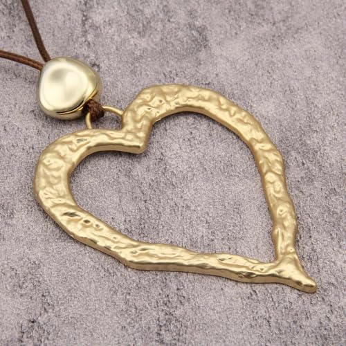 Chunky Necklace for Women Boho Pendant Necklace Statement Western Choker Necklaces for Women Vintage Bohemian Jewelry - style: Boho Heart Necklace