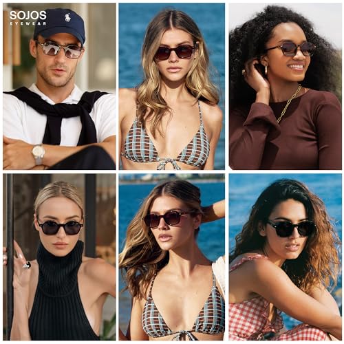 SOJOS Retro Square Polarized Sunglasses Womens Men Trendy 70s Thin Slim Shades Sunnies SJ2674 - color: Tortoise Frame Brown Grading Lens