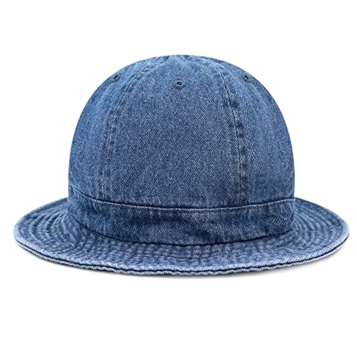 The Hat Depot Bucket Sun Hat 100% Cotton Long Brim and Deeper & Round Top Tennis Packable Summer Fashion Outdoor Hat - color: 2. Tennis - Dark Denim, size: Large-X-Large