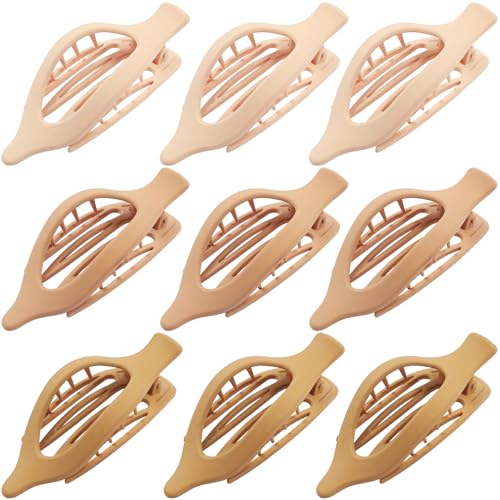 9 Pack Flat Hair Clips for Women, Matte Claw Clips for Thick & Thin Hair（Yellow) - color: Yellow-Regular