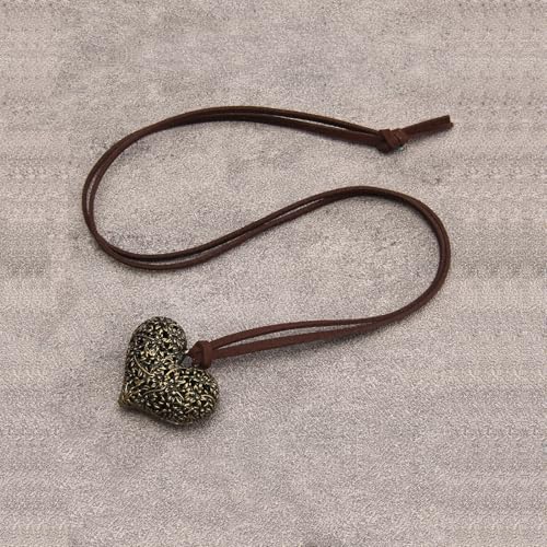 Bohemian Women's Leather Long Pendant Necklace Sweater necklace Adjustable Retro Woven Handmade Jewelry - color: Leather heart-shaped necklace