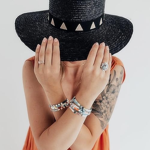 Sonateomber Tila Flat Beaded Stretch Bracelets for Women, Trendy Unique Colorful Square Beads Handmade Stack Bracelet Friendship Accessories Fashion Jewelry Gift - color: Grey Purple
