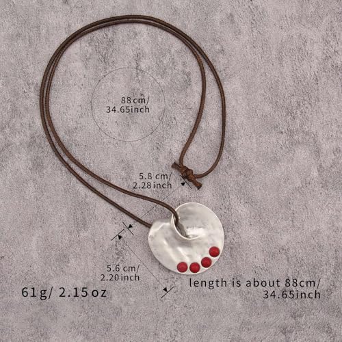 JAOYU Bohemian Necklaces for Women Leather Necklace Wood Pendant Choker Long Brown Necklace Chunky Circle Boho Hippie Jewelry - style: Bohemian Chain Necklace