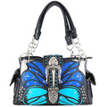 Zelris Buckle Abstract Butterfly Artwork Women Conceal Carry Shoulder Handbag - color: Blue