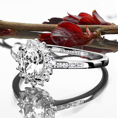 925 Sterling Silver 6x8 mm Oval Ring Blank – Prong Setting Semi-Mount with 16 CZ Halo – DIY Jewelry Base for Faceted or Cabochon Gemstones