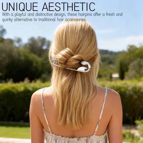 4 Pieces Metal Hair Safety Pins - Hair Accessories, French Style Hairpin for Buns and Hairstyles, Decorative Barrette for Women, Fashionable Gift for Her