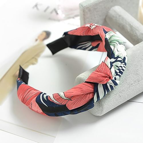 DRESHOW 8 Pack Knotted Headbands for Women Wide Turban Headband Yoga Exercise Ribbing Hair Hoop Hair Bands Accessories - color: 8 Pack Chiffon Printing C